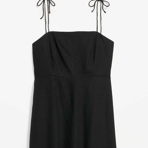 NWT OLD NAVY Fit & Flare Tie-Strap Linen-Blend Mini Dress Color: Black Jack - Picture 2 of 11